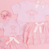 Little Sister Bow Short Sleeve Bodysuit - Ballet