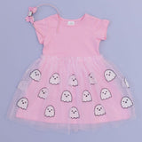 Ghost Sequin Halloween Short Sleeve Tutu Dress