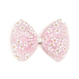 Pink Ditsy Daisy Easter Tulle Bow Clip