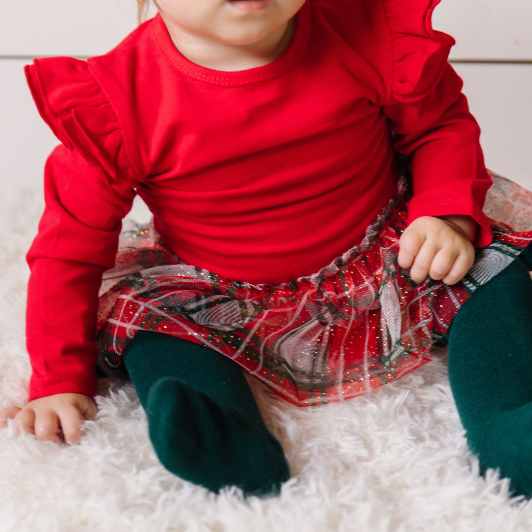 Candy Cane Confetti Long Sleeve Tutu Bodysuit