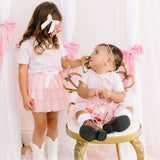 Little Sister Bow Short Sleeve Bodysuit - Ballet