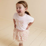 Ditsy Floral Bow Patch Short Sleeve T-Shirt - Ballet