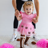 Football Sequin Short Sleeve Tutu Bodysuit