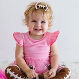 Football Sequin Short Sleeve Tutu Bodysuit