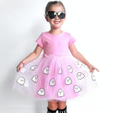 Ghost Sequin Halloween Short Sleeve Tutu Dress