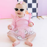 Ghost Sequin Halloween Long Sleeve Tutu Bodysuit