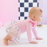 Ghost Sequin Halloween Long Sleeve Tutu Bodysuit