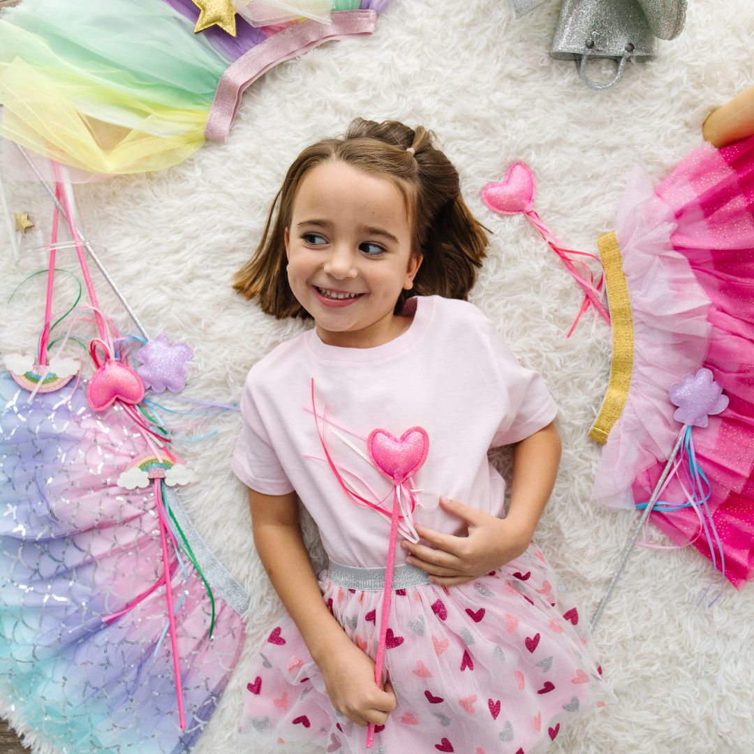 Sweet Wink Girls Valentine's Day Tutu Skirt - Pink Mini Glitter Hearts