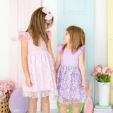 Pink Ditsy Daisy Easter Tulle Bow Clip