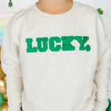 Lucky Varsity Patch St. Patrick's Day Sweatshirt - Natural Heather