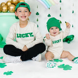 Lucky Varsity Patch St. Patrick's Day Sweatshirt - Natural Heather