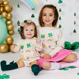 Lucky Doodle St. Patrick's Day Long Sleeve Romper - Natural