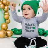 Mama's Lucky Charm St. Patrick's Day Long Sleeve Bodysuit - Gray