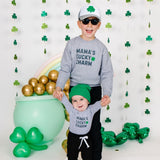Mama's Lucky Charm St. Patrick's Day Long Sleeve Bodysuit - Gray