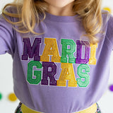 Mardi Gras Sequin Patch Short Sleeve T-Shirt - Lavender