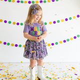 Mardi Gras Sequin Patch Short Sleeve T-Shirt - Lavender