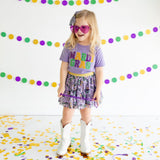 Mardi Gras Sequin Patch Short Sleeve T-Shirt - Lavender