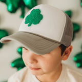 Shamrock Patch St. Patrick's Day Trucker Hat - Gray/White