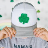 Shamrock Patch St. Patrick's Day Trucker Hat - Gray/White