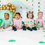 Lucky Doodle St. Patrick's Day Long Sleeve Romper - Natural