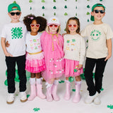 Lucky Shamrock Checkered St. Patrick's Day Short Sleeve T-Shirt - White