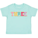 Third Birthday Patch Short Sleeve T-Shirt - Aqua