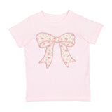 Ditsy Floral Bow Patch Short Sleeve T-Shirt - Ballet