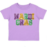 Mardi Gras Sequin Patch Short Sleeve T-Shirt - Lavender