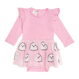 Ghost Sequin Halloween Long Sleeve Tutu Bodysuit