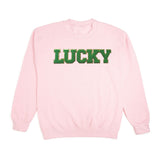 Lucky Green And Gold Patch St. Patrick's Day Adult Sweatshirt - Pink