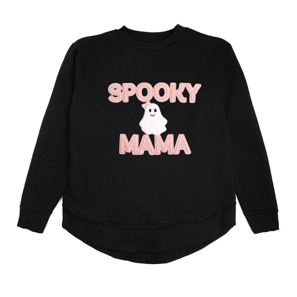 Spooky Mama Patch Halloween Women's Sweatshirt - Black