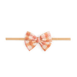 Cinnamon Plaid Tulle Bow Baby Headband