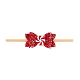 Peppermint Glitter Christmas Bow Baby Headband