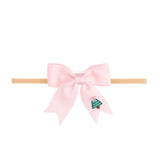 Christmas Tree Embroidered Bow Baby Headband