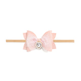 Heart Charm Glitter Bow Baby Headband