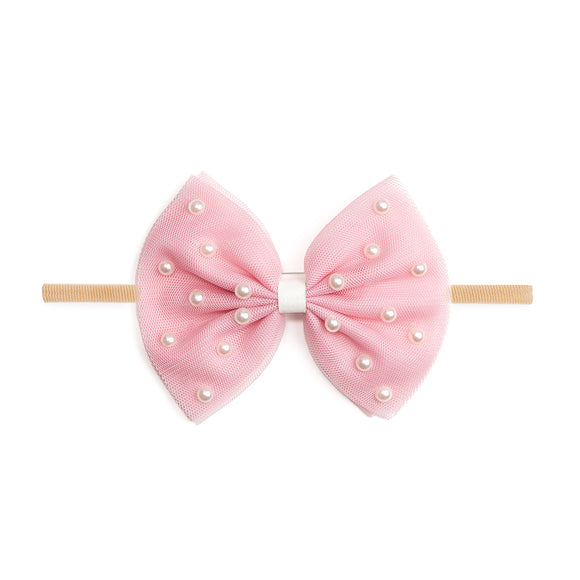 Pretty Pearl Tulle Bow Baby Headband