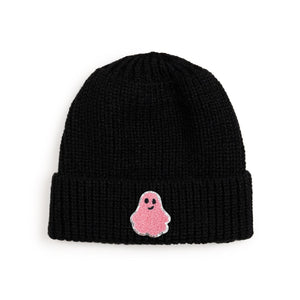 Ghost Patch Halloween Beanie - Black