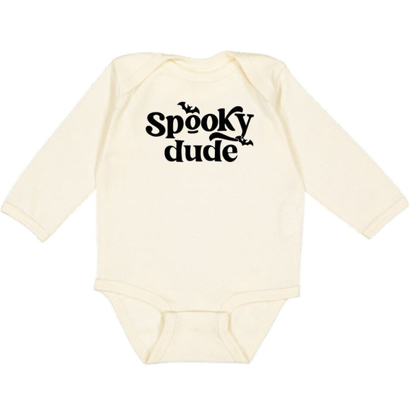 Spooky Dude Halloween Long Sleeve Bodysuit - Natural