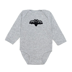 Bat Patch Halloween Long Sleeve Bodysuit - Gray