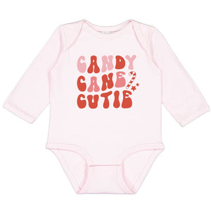 Candy Cane Cutie Christmas Long Sleeve Bodysuit - Ballet