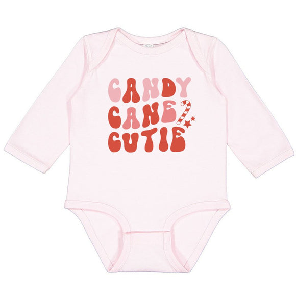 Candy Cane Cutie Christmas Long Sleeve Bodysuit - Ballet