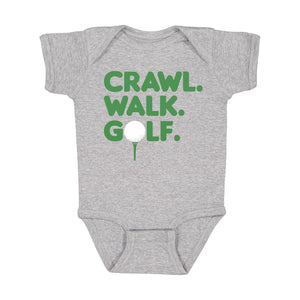 Crawl, Walk, Golf Short Sleeve Bodysuit - Gray