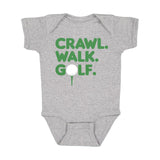 Crawl, Walk, Golf Short Sleeve Bodysuit - Gray
