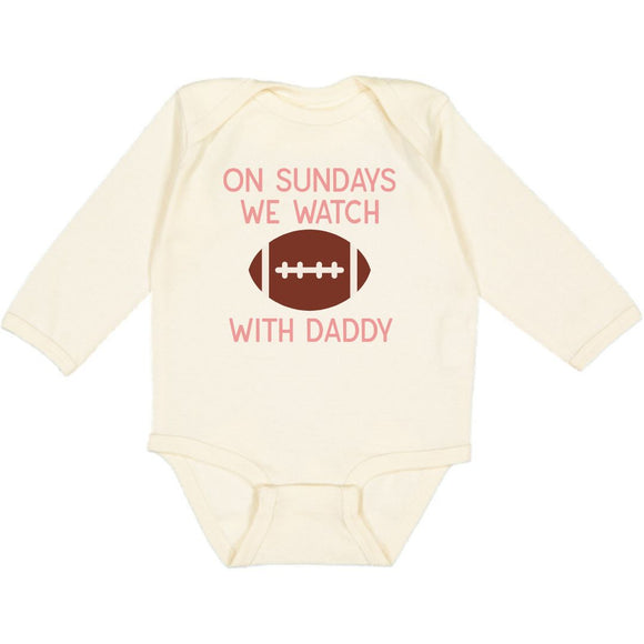 Football Sundays With Daddy Long Sleeve Bodysuit - Natural