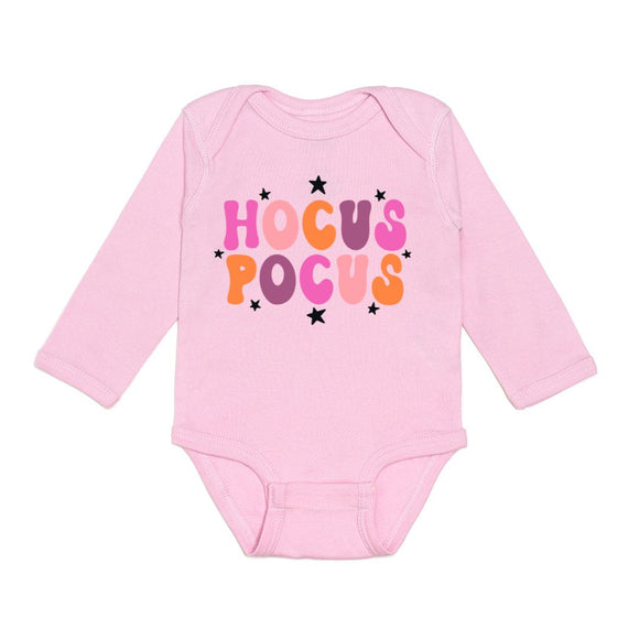 Hocus Pocus Halloween Long Sleeve Bodysuit - Pink