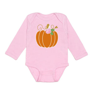 Pumpkin Rose Long Sleeve Bodysuit - Pink