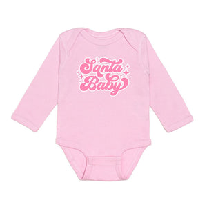 Santa Baby Christmas Long Sleeve Bodysuit - Pink