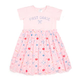 Back To School Trellis First Grade Short Sleeve Tutu Dress