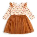 Cinnamon Floral Long Sleeve Tutu Dress
