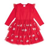 Peppermint Swirl Sequin Christmas Long Sleeve Tutu Dress